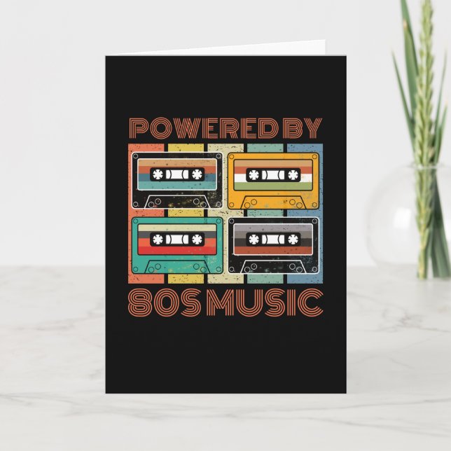 Powered By 80s Music Cassette Retro Card (Front)