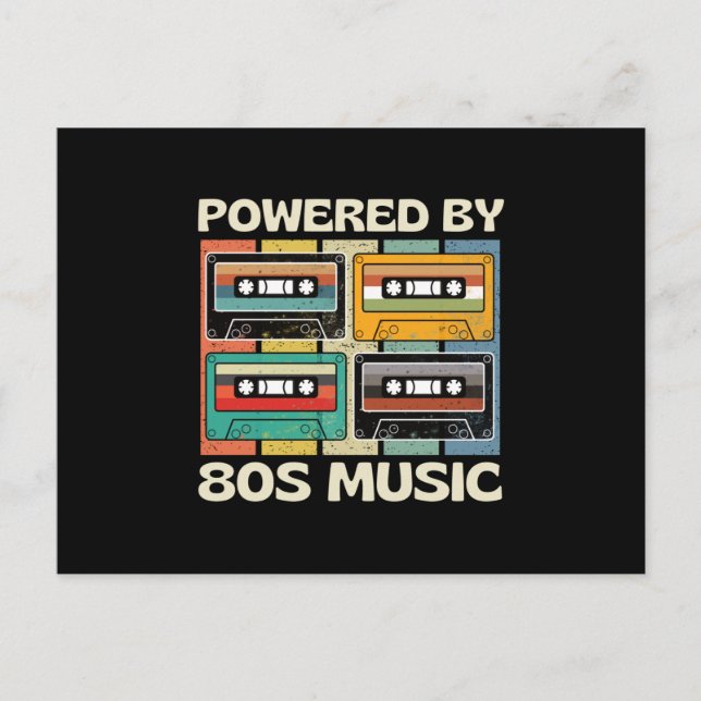 Powered By 80s Music Cassette Retro Postcard (Front)