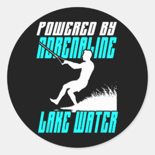 Powered By Adrenaline And Lake Water Refoot Skiing Classic Round Sticker