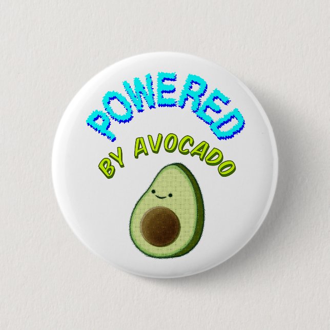 Powered By Avocado 6 Cm Round Badge (Front)