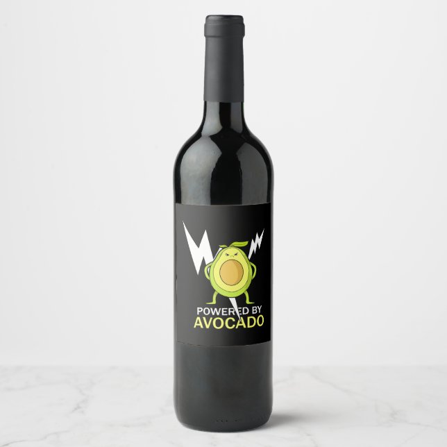 Powered By Avocado Wine Label (Front)