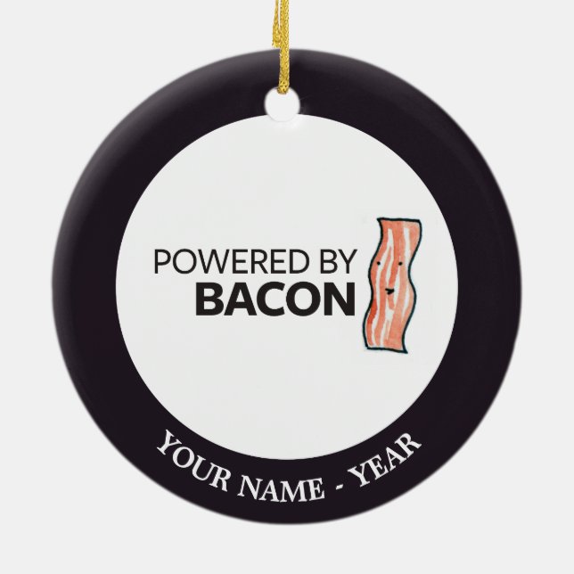 Powered by Bacon 2 Ceramic Tree Decoration (Back)