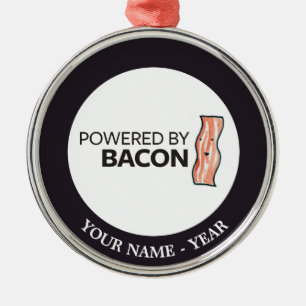 Powered by Bacon 2 Metal Tree Decoration