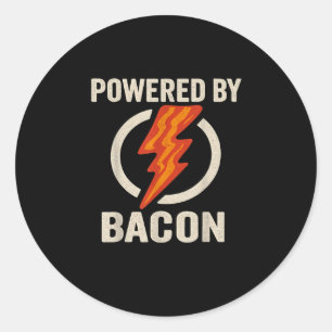 Powered By Bacon Funny Meat Lover Bbq Grill Carniv Classic Round Sticker