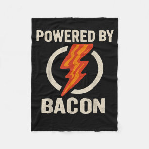 Powered By Bacon Funny Meat Lover Bbq Grill Carniv Fleece Blanket