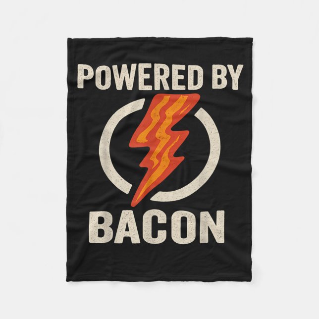 Powered By Bacon Funny Meat Lover Bbq Grill Carniv Fleece Blanket (Front)