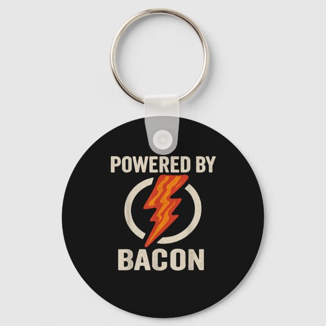 Powered By Bacon Funny Meat Lover Bbq Grill Carniv Key Ring (Front)