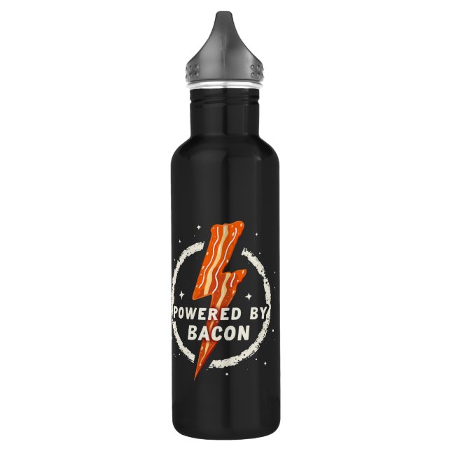 Powered by Bacon Funny Retro Foodie Aesthetic 710 Ml Water Bottle (Left)