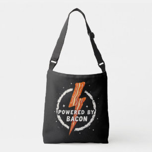 Powered by Bacon Funny Retro Foodie Aesthetic Crossbody Bag