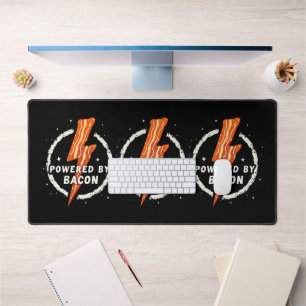 Powered by Bacon Funny Retro Foodie Aesthetic Desk Mat