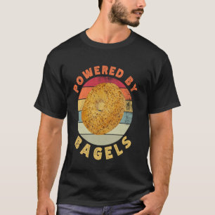 Powered by Bagels Funny Retro Breakfast Food Lover T-Shirt