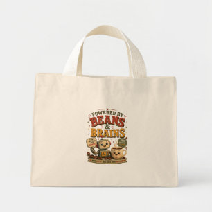 Powered by Beans & Brains Funny Ai Robot Coffee Mini Tote Bag
