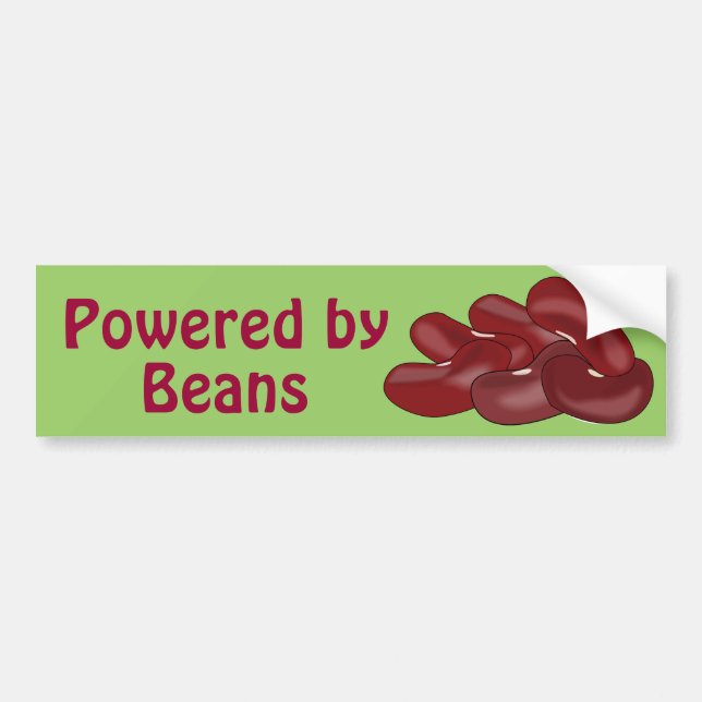 Powered by Beans Kidney Bean Veggie Vegan Meatless Bumper Sticker (Front)