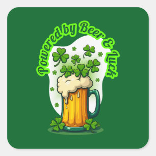 Powered by Beer St Patrick’s Day - Autocolante Square Sticker