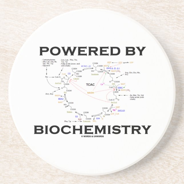 Powered By Biochemistry (Krebs Cycle) Coaster (Front)