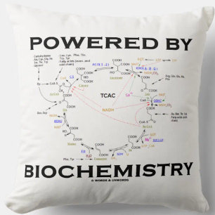 Powered By Biochemistry Krebs Cycle Geek Humour Cushion