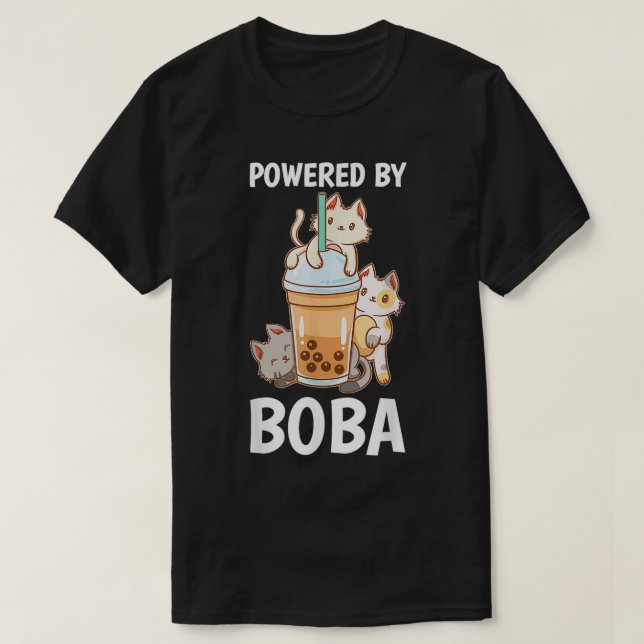 Powered By Boba Bubble Milk Tea Tapioca T-Shirt (Design Front)