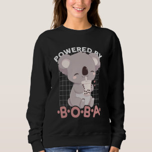 Powered by Boba Koala Kawaii Bubble Tea Anime Neko Sweatshirt