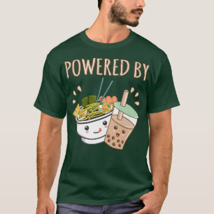 Powered By Boba Tea Bubble Kawaii Tea Ramen Graphi T-Shirt
