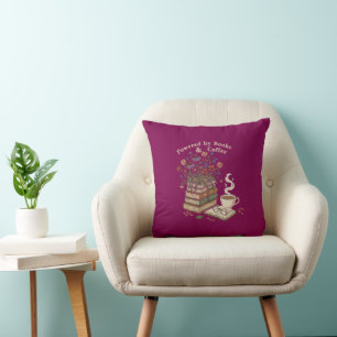 Powered by Books & Coffee Vintage Floral Book Love Cushion