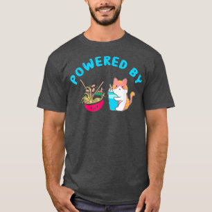 Powered By Bubble Tea Ramen Drink Cat Lover Cute K T-Shirt