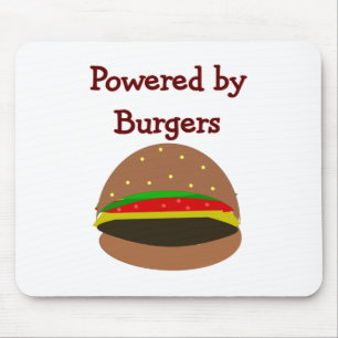 "Powered by Burgers"--funny Hamburger Lover Gifts Mouse Mat
