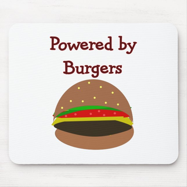 "Powered by Burgers"--funny Hamburger Lover Gifts Mouse Mat (Front)