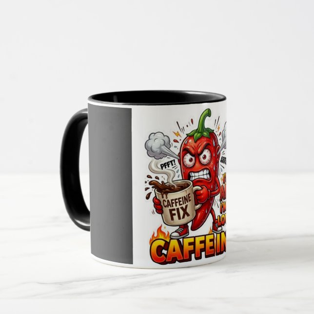 Powered By Caffeine Combo Coffee Mug | Funny Coffe (Front Left)