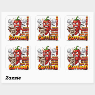 Powered By Caffeine Funny Sticker   Coffee Lover V