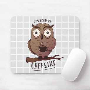 Powered By Caffeine Owl Grid Mouse Pad