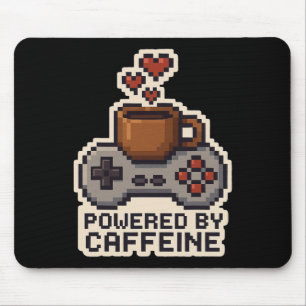 Powered By Caffeine Pixel Art Gamer Coffee Lover G Mouse Mat