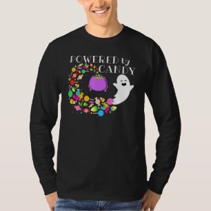 Powered By Candy Happy Flying Ghost Halloween Cost T-Shirt