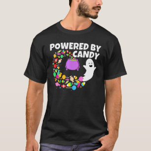 Powered By Candy Happy Flying Ghost Halloween Cost T-Shirt