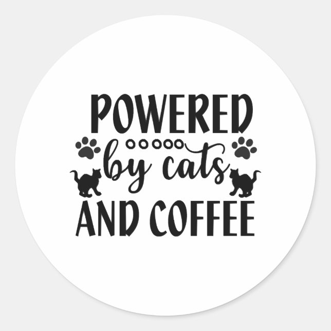 Powered By Cats And Coffe Classic Round Sticker (Front)