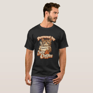 Powered by Cats and Coffee – Vintage Cat Lover Gif T-Shirt