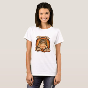 Powered by Cats and Coffee Vintage Cat Lover Gift T-Shirt