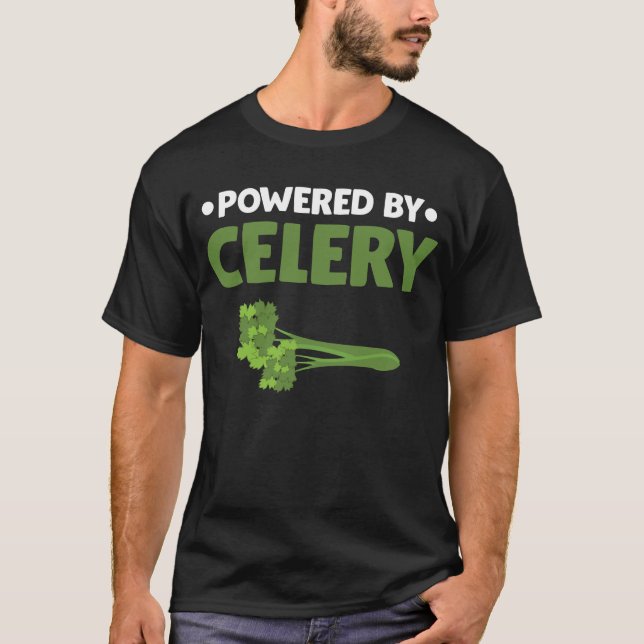 Powered By Celery Green Juice Food Veggie lover T-Shirt (Front)