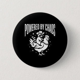 Powered By Chaos - Cute Star Vector Art - Racoon 6 Cm Round Badge