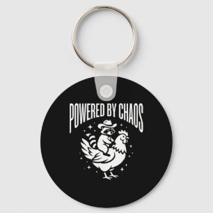 Powered By Chaos - Cute Star Vector Art - Racoon Key Ring
