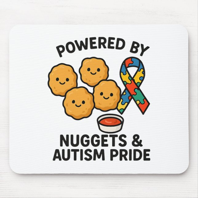 Powered By Chicken Nuggets And Autism Pride Men Wo Mouse Mat (Front)