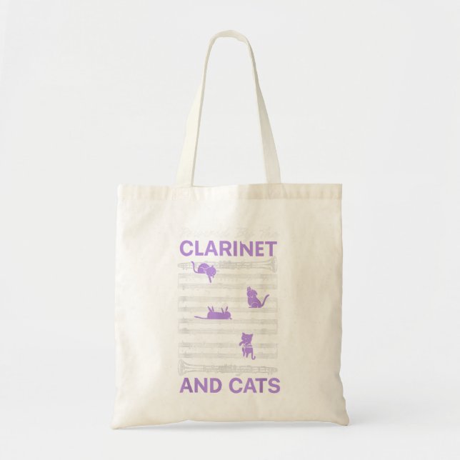 Powered By Clarinet And Cats Kitty Lover Musician2 Tote Bag (Front)