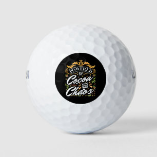 Powered by cocoa and chaos funny christmas gift golf balls