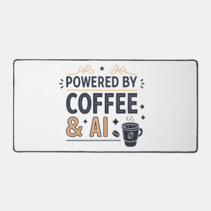 Powered by Coffee & AI Retro Tech Vector Desk Mat