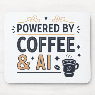 Powered by Coffee & AI Retro Tech Vector Mouse Mat