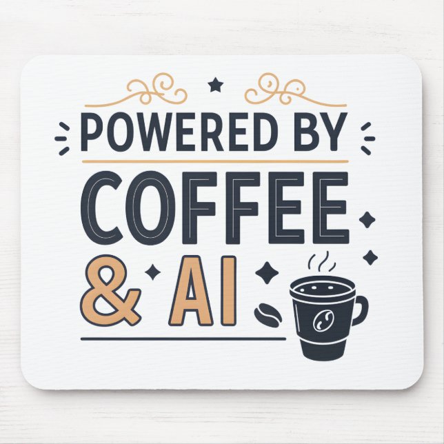Powered by Coffee & AI Retro Tech Vector Mouse Mat (Front)