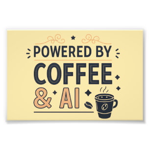 Powered by Coffee & AI Retro Tech Vector Photo Print