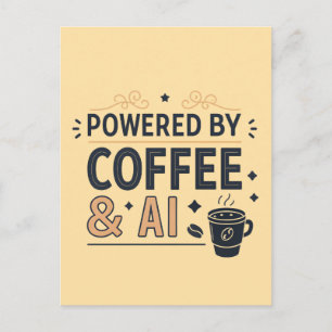 Powered by Coffee & AI Retro Tech Vector Postcard