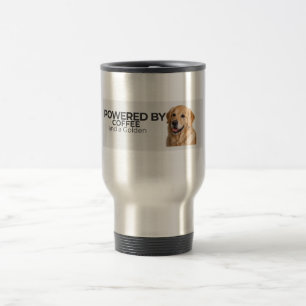 Powered by Coffee and a Golden – Stainless  Travel Mug