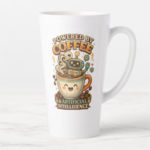 Powered By coffee and AI Retro coffee tech Graphic Latte Mug