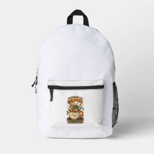 Powered By coffee and AI Retro coffee tech Graphic Printed Backpack